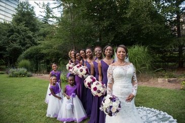 Bride with Bridesmaid Standing in a Lawn - Wedding Coordinator Atlanta at Kris Lavender