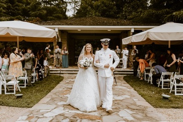 Galen and Sarah -  Newly Wed Couple Walking Down the Aisle - Wedding Coordinator Atlanta - Kris Lavender